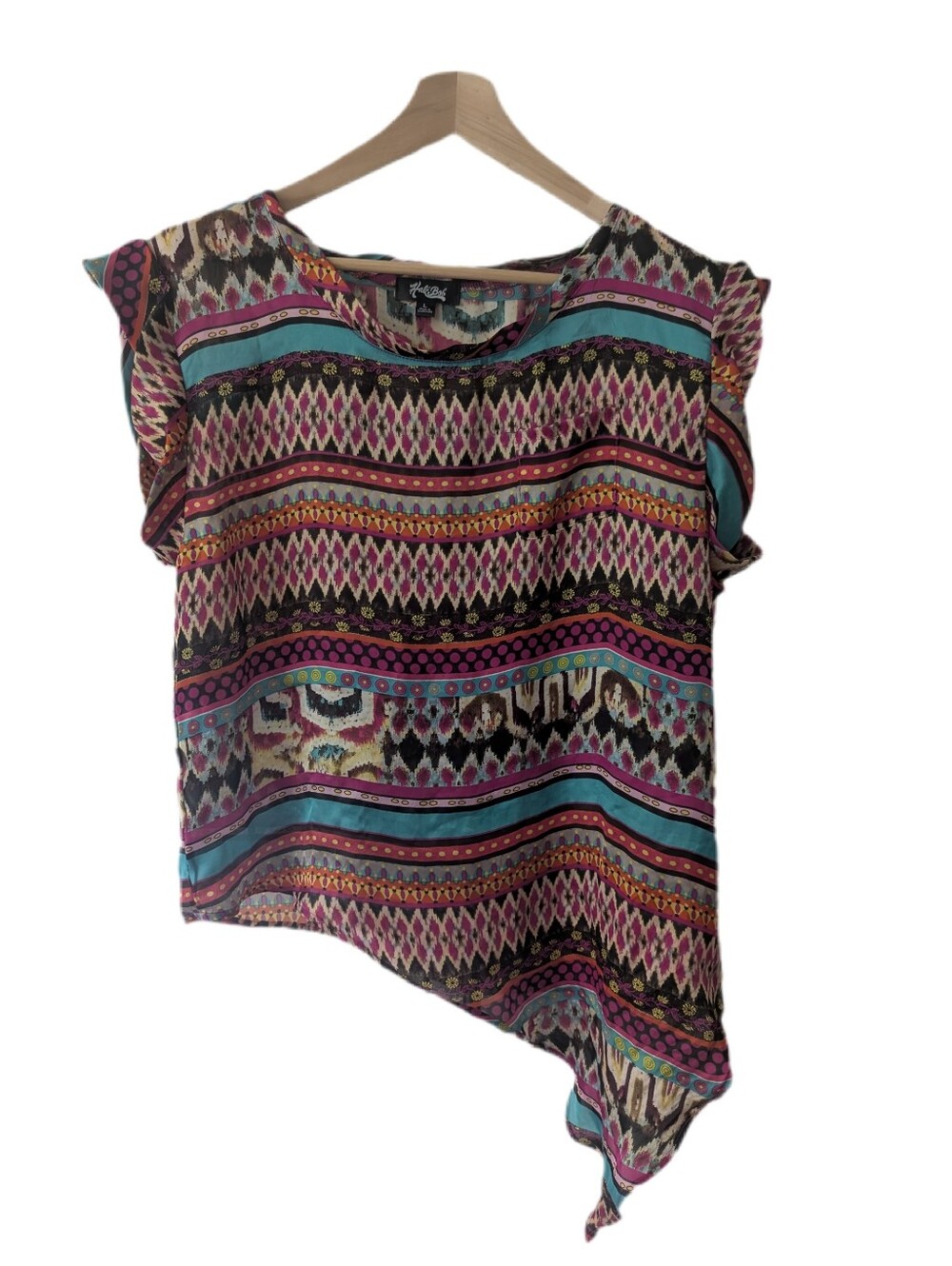 Hale Bob Silky Sleeveless Colourfully Abstract Print Tie Top -L-
